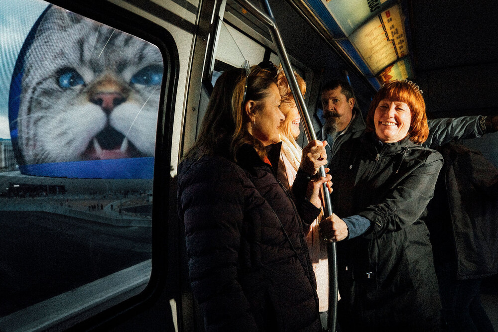 With the new Sphere visible through a window, friend on a bachelorette weekend ride the Monorail in Las Vegas, Feb. 4, 2024. (Sinna Nasseri/The New York Times) With the new Sphere visible through a window, friend on a bachelorette weekend ride the Monorail in Las Vegas, Feb. 4, 2024. (Sinna Nasseri/The New York Times)
